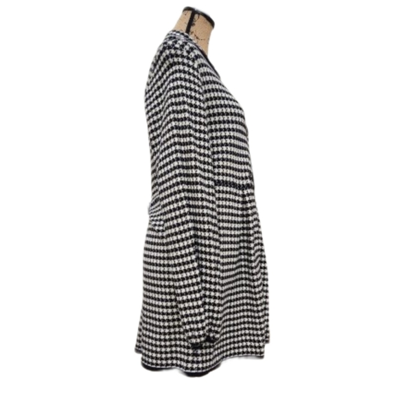 Vintage Baby Doll A-line Check Long Cardigan Sweater, Blk/wh, Womens Med - Picture 4 of 7